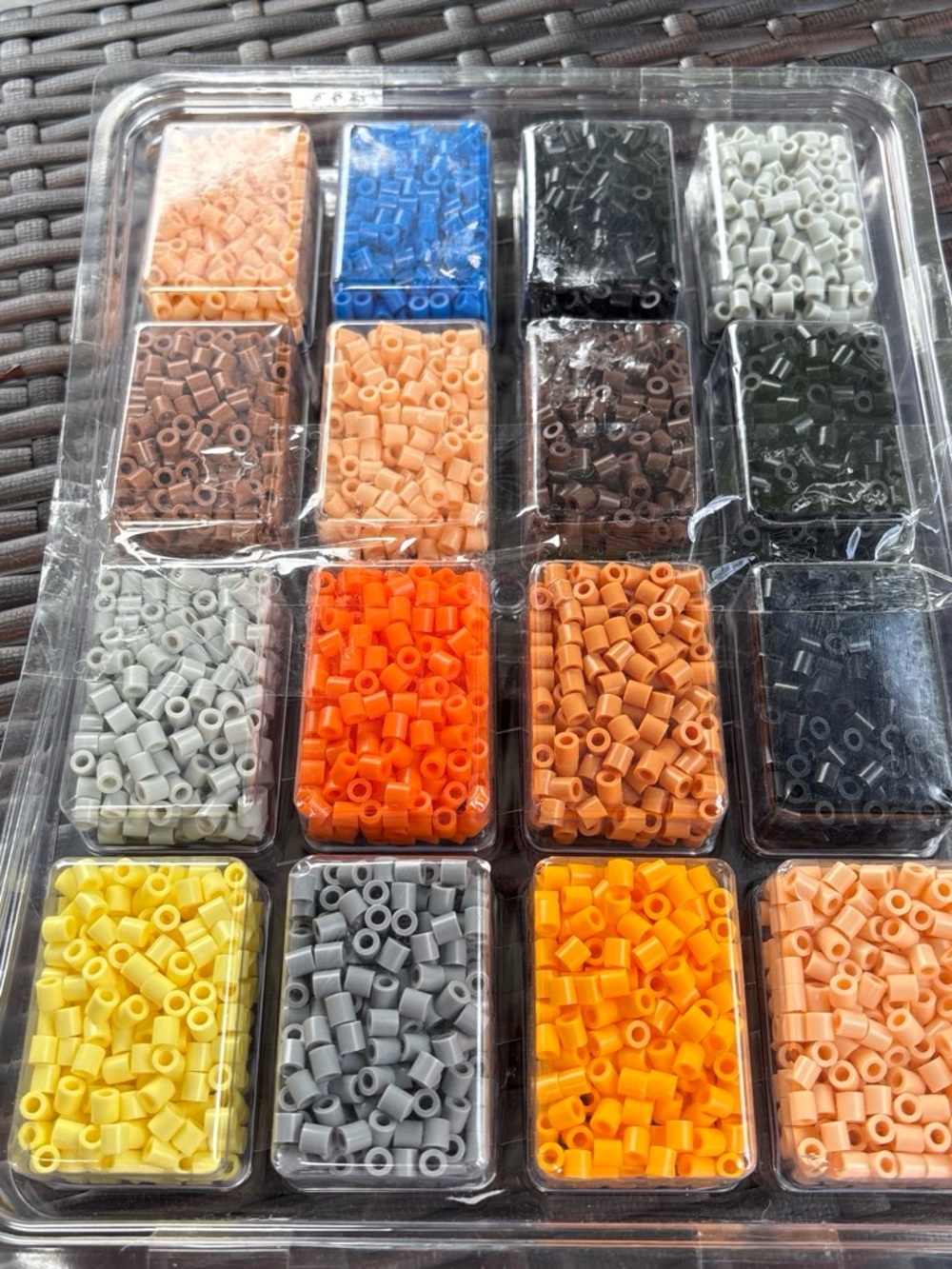 Assorted Perler-style Fuse Beads - Orange, Yellow, Gray, Black, Blue, Brown